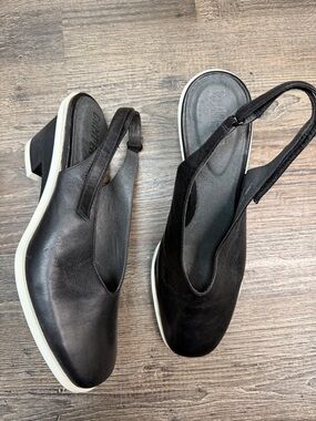 Camper Black Leather Brooke Napier Slingback Pump Heels Shoe Size EURO 37/US 7